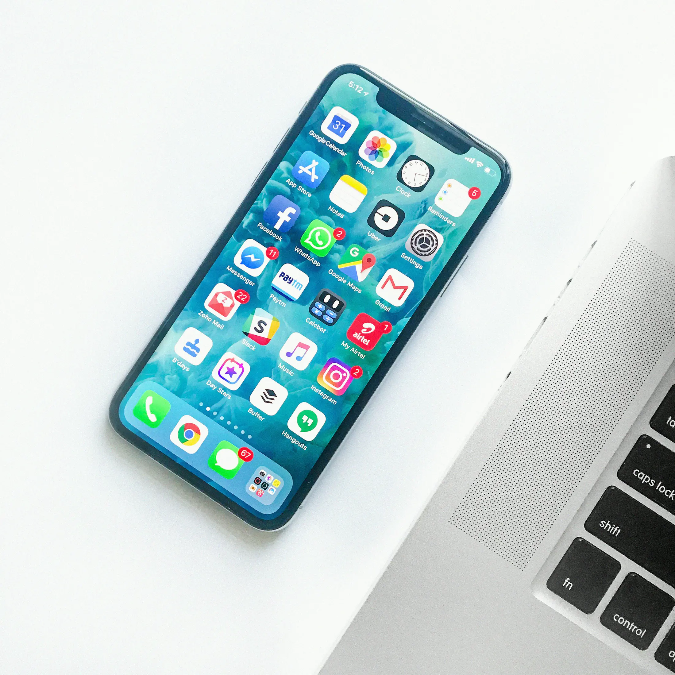 Smartphones on a desk